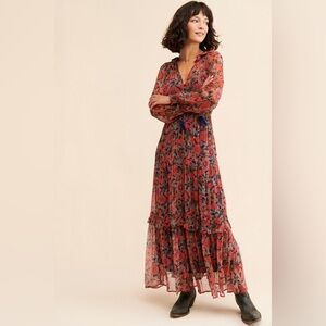 Anthropologie The Marais Printed Chiffon Maxi Dress Size XXSP